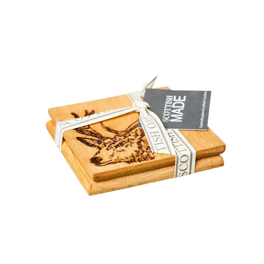 Stag Oak Coasters - Set of 2 Tableware Foxyavenue UK