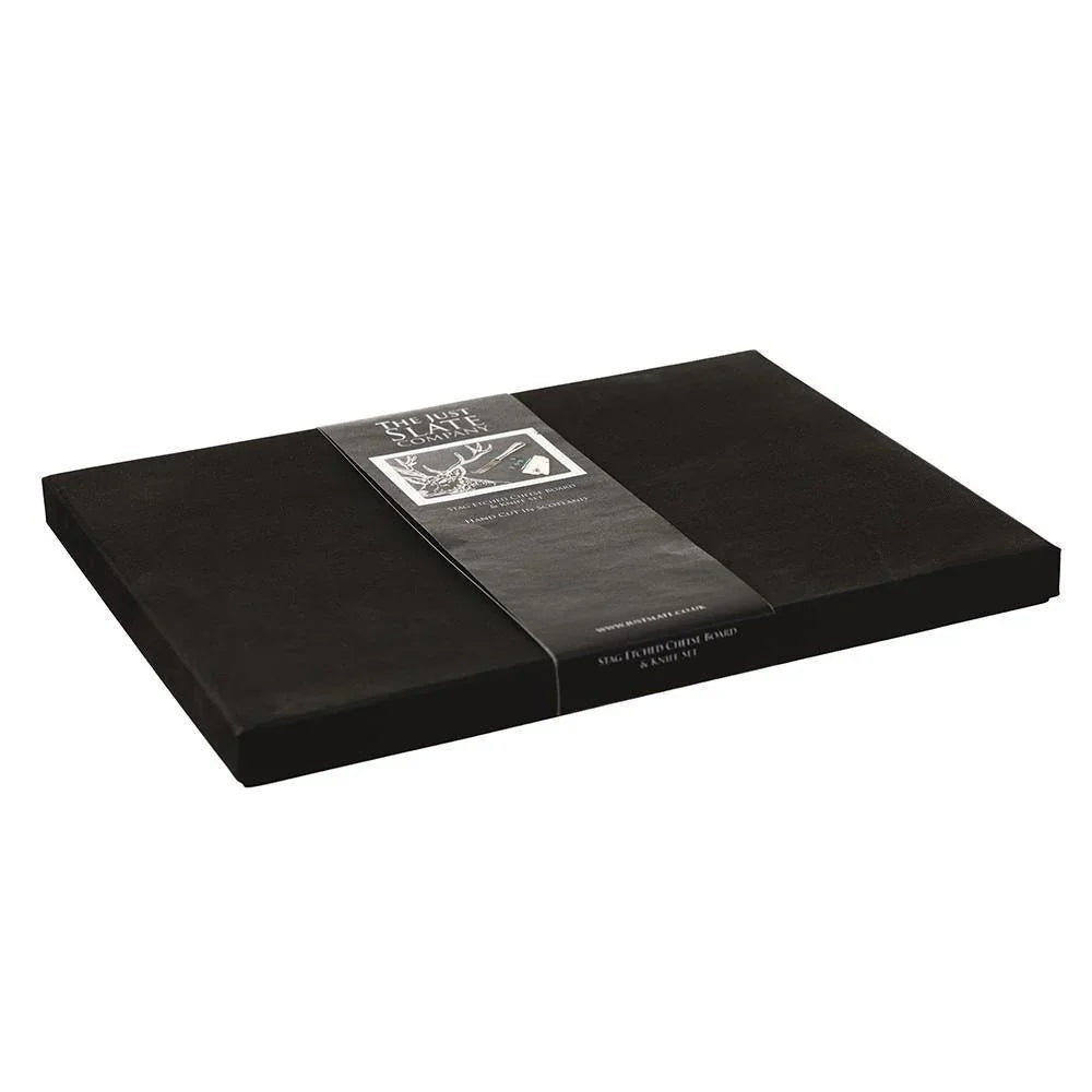 Stag Slate Cheese Board & Knife Gift Set Glasses Foxyavenue UK
