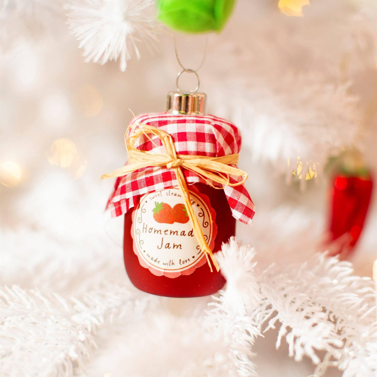 Strawberry Jam Shaped Bauble Christmas Decorations Foxyavenue UK