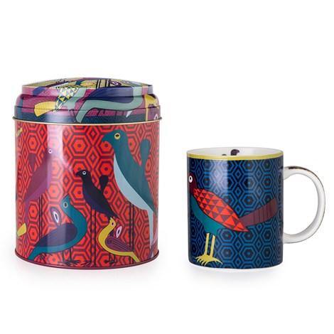 Tin Box With Mug Birds Of Paradise Tableware Foxyavenue UK