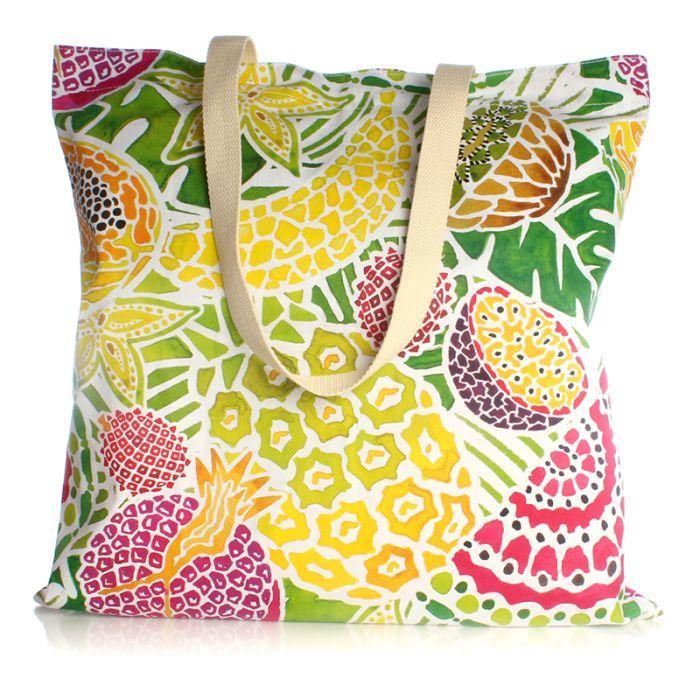 Tropical Fruit Large Canvas Shopper Bag Foxyavenue UK