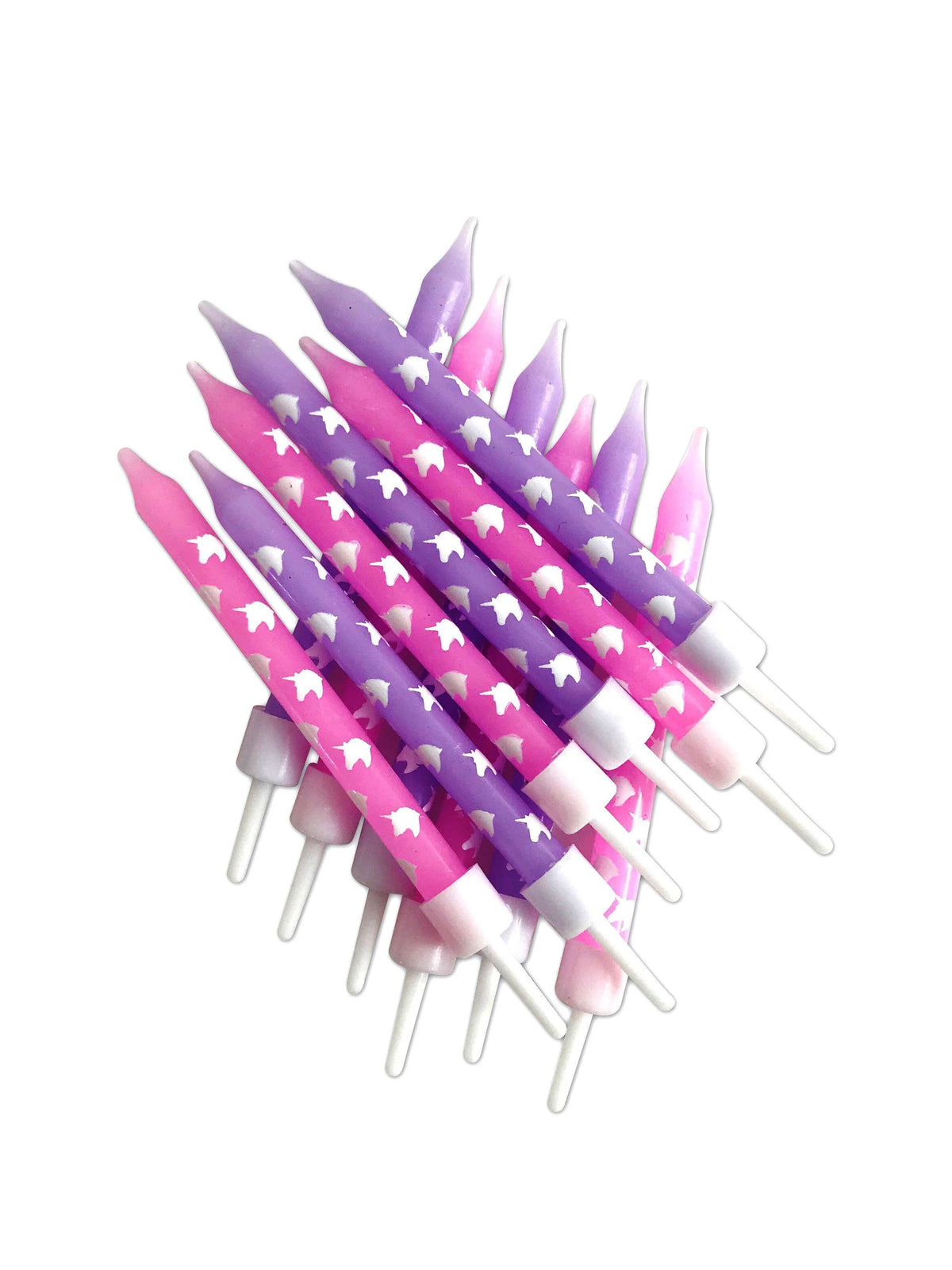 Unicorn Candles Pink & Lilac with Holders Candles Foxyavenue UK