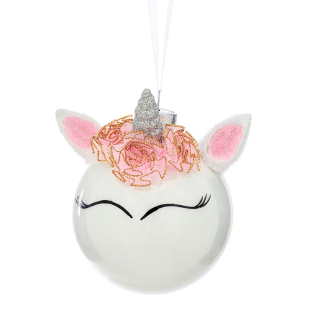 Unicorn Flower Crown Bauble Christmas Decorations Foxyavenue UK