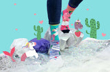 Unicorn vs Llama - Land of Cactus Socks Foxyavenue UK