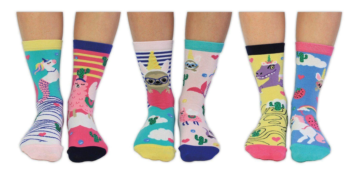 Unicorn vs Llama - Land of Cactus Socks Foxyavenue UK