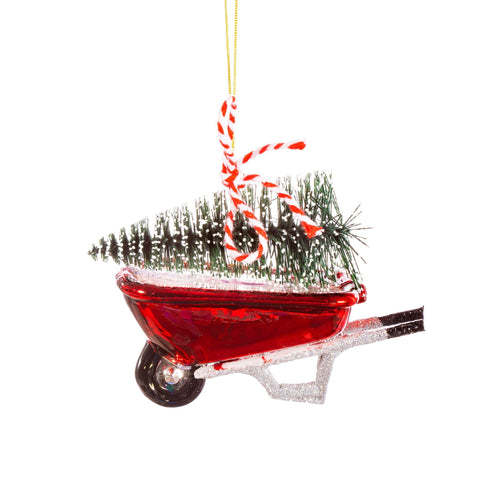 Wheelbarrow with Tree Shaped Bauble Christmas Decorations Foxyavenue UK