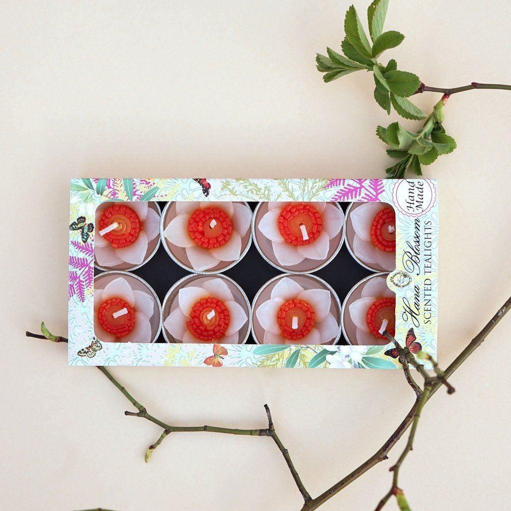 White Daffodil Scented Tea lights Tealights Foxyavenue UK