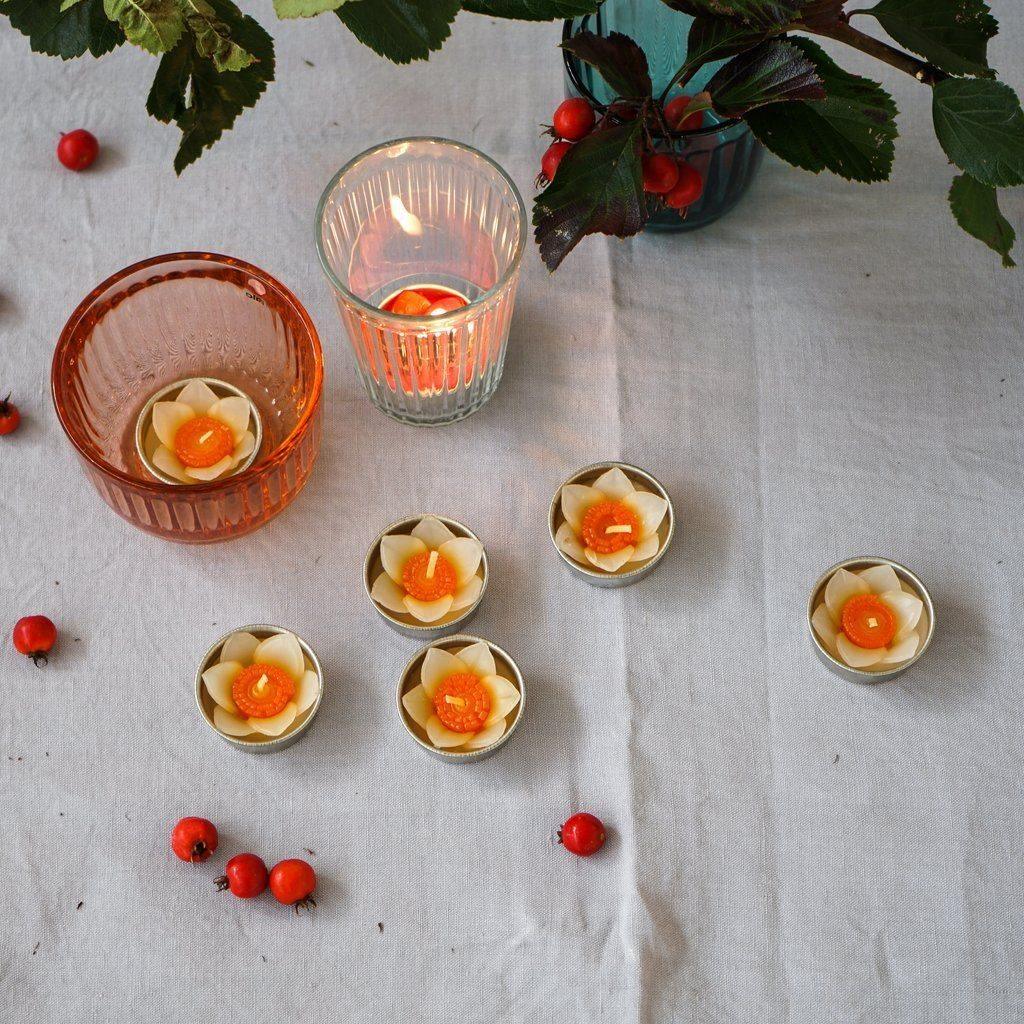 White Daffodil Scented Tea lights Tealights Foxyavenue UK